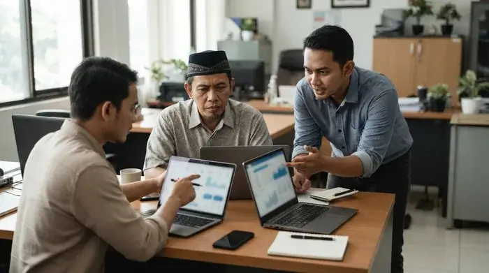 Owner dan tim travel membedakan omzet, kas, biaya, dan laba
